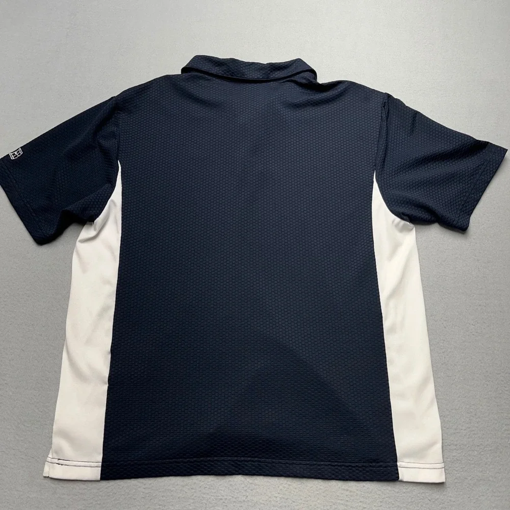 Vintage Nike Court Tennis Polo Shirt Navy Blue‎ White Andre Agassi Swoosh Medium